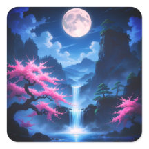 Sakora-Baum -Mondlicht-Wasserfall mit Kirsch-Natur