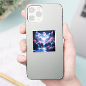 Sakora-Baum-Mondlicht-Wasserfall mit Kirschrosa Aufkleber (Telefon)