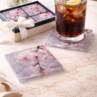 Sakora pink Glass Coaster – Elegant Flower Design  Glasuntersetzer