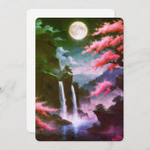 Sakora tree-Moonlit Waterfall with Cherr-pink Einladung (Vorne/Hinten)