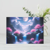 Sakora tree-Moonlit Waterfall with Cherr-pink Einladung (Stehend Vorderseite)