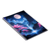 Sakora tree-Moonlit Waterfall with Cherr-pink Notizblock (Rechte Seite)