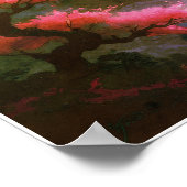 Sakora tree-Moonlit Waterfall with Cherr-pink Poster (Ecke)