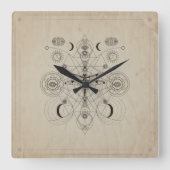 Sakrale Geometrie der Drachenfliege Quadratische Wanduhr (Vorderseite)