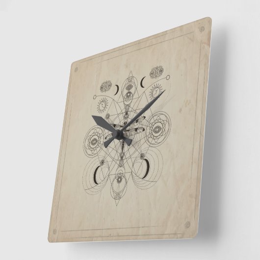 Sakrale Geometrie der Drachenfliege Quadratische Wanduhr (Winkel)