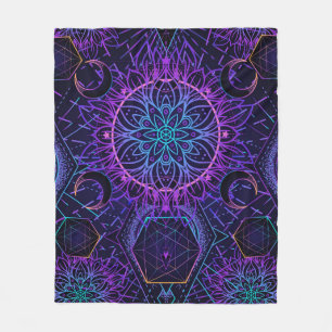 Sakrale Geometrie nahtloses Muster. Hindu-Symbole Fleecedecke