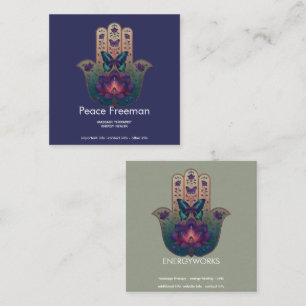 Sakrale Transformation   Hamsa-Hand-Design Quadratische Visitenkarte