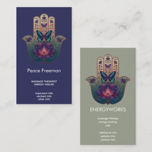 Sakrale Transformation | Hamsa-Hand-Design Visitenkarte (Vorne/Hinten)