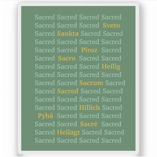Sakrale Wörter Aufkleber (Vorderseite)