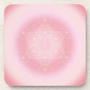 sakraler geometrischer, rosa, Métatron, Getränkeuntersetzer