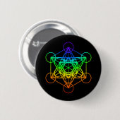 Sakraler Geometry Metatron-Kubus in Regenbogenfarb Button (Vorne & Hinten)