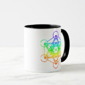 Sakraler Geometry Metatron-Kubus in Regenbogenfarb Tasse (VorderseiteRechts)