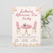 Sakura Afternoon Tea Party Invitation Einladung (Stehend Vorderseite)