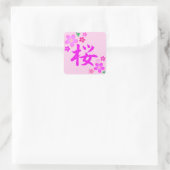 SAKURA auf Japanisch Quadratischer Aufkleber (Tasche)