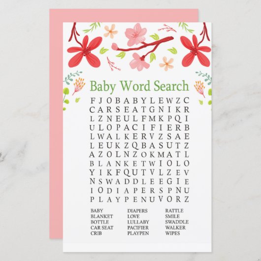 Sakura Baby Shooter Word Search Game (Vorne/Hinten)