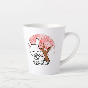Sakura-Baum süße Kawaii-Häschen-Paar  Milchtasse