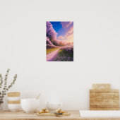 Sakura-bedeckter Weg Poster (Küche)