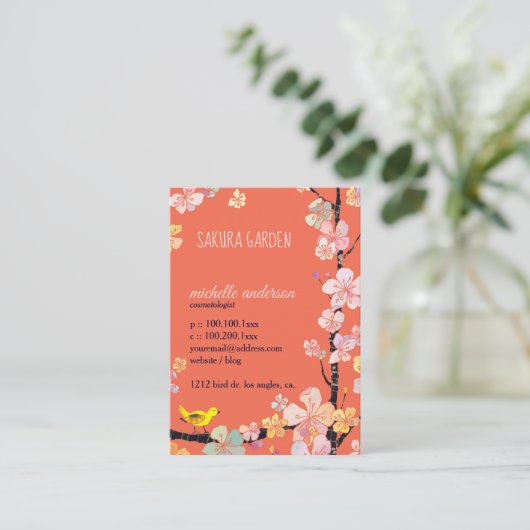 Sakura Bird Kosmetologin Visitenkarte (Stehend Vorderseite)