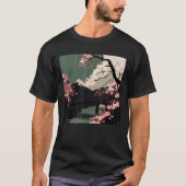 Sakura Bliss Japanese Cherry Blossom River und Bri T-Shirt (Vorderseite)