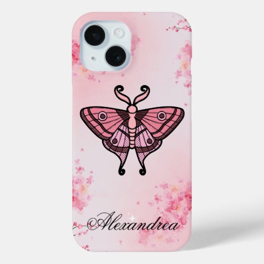 Sakura Bliss, rosa Moth, Sakura Hintergrund Case-Mate iPhone Hülle (Rückseite)