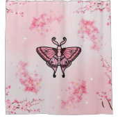Sakura Bliss, rosa Moth, Sakura Hintergrund Duschvorhang (Vorderseite)