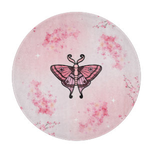 Sakura Bliss, rosa Moth und florale Sakura Schneidebrett