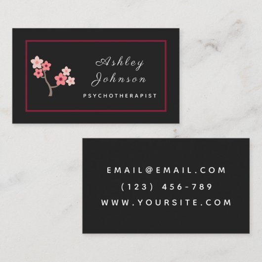 Sakura Blossom Blume Petals Psychotherapeut Bloom Visitenkarte (Vorne/Hinten)