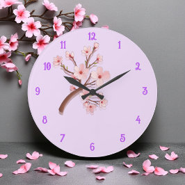 Sakura Blossom Branch Heart Runde Wanduhr