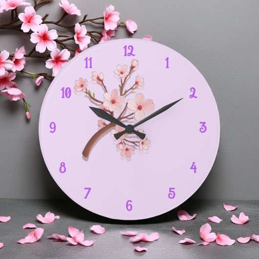 Sakura Blossom Branch Heart Runde Wanduhr