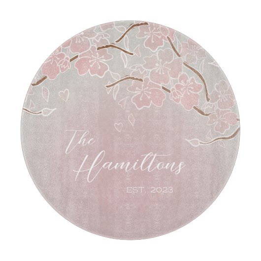Sakura Blossom Custom Establishment Year Schneidebrett (Vorderseite)