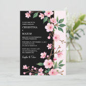 Sakura Blossom Japanese Garden Dark Wedding Einladung (Stehend Vorderseite)