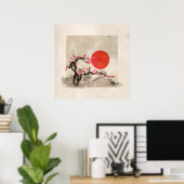 Sakura Blossom Landscape Zen hieroglyph Poster (Heimbüro)