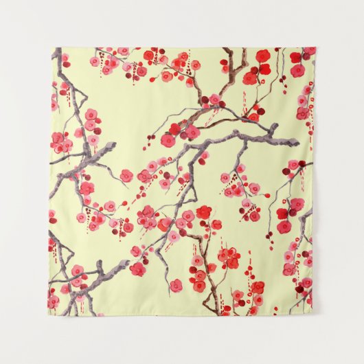 Sakura Blossom Wasserfarbe Nahtloses Muster Wandteppich (Vorderseite)