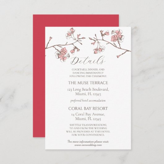 Sakura Blossom Wedding Enclosure Details Karte (Vorne/Hinten)