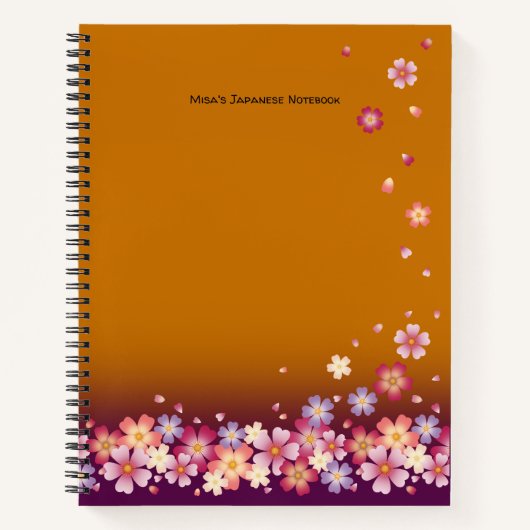 Sakura Blossoms Gold Custom Student Katakana Notizblock (Vorderseite)