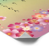 Sakura Blossoms Hiragana Katakana Japanischer Stud Poster (Ecke)