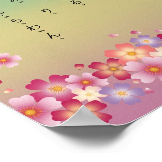 Sakura Blossoms Hiragana Katakana Japanischer Stud Poster (Ecke)