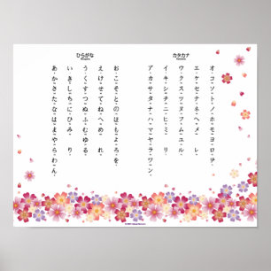 Sakura Blossoms Hiragana Katakana Japanischer Stud Poster