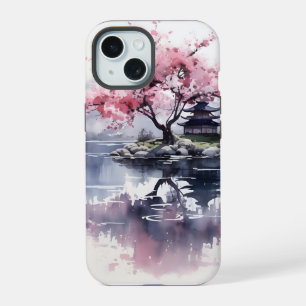 Sakura Blühen über dem See iPhone 15 Hülle