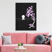 Sakura blüht unter einem Vollmond Leinwanddruck (Insitu (Wohnzimmer))