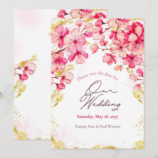 Sakura Blume Ankündigung Datum freihalten (Vorne/Hinten)