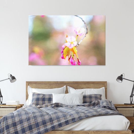 Sakura Blume auf einem Tipp der Twig. Time Helix Leinwanddruck (Insitu (Schlafzimmer))