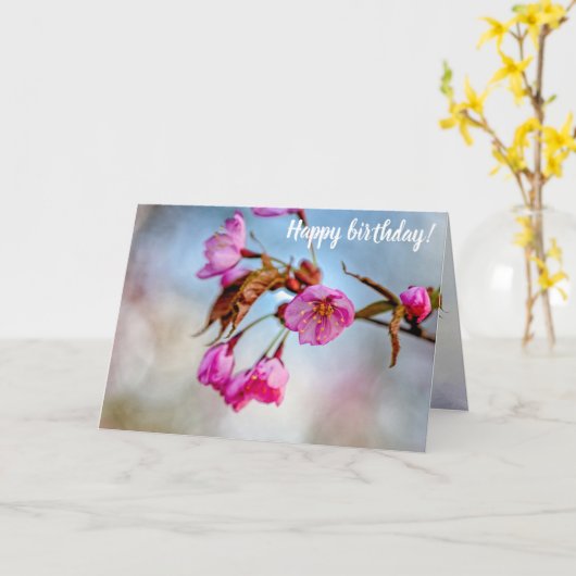 Sakura-Blume in sanft rosa Farben im Springtime Karte (Gelbe Blume)