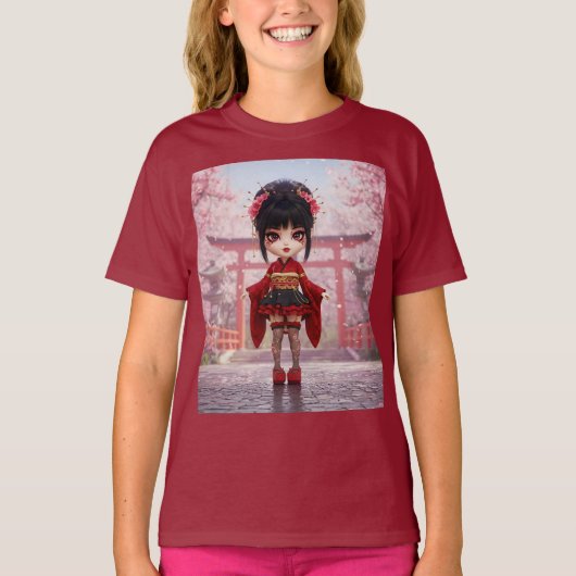 Sakura Blume Kawaii Doll T-Shirt (Vorderseite)