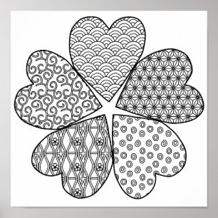 Sakura Blume mit Mustern Farbe für sich Poster