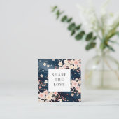 Sakura Blume Navy Waves Loyalty Card Quadratische Visitenkarte (Stehend Vorderseite)