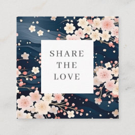 Sakura Blume Navy Waves Loyalty Card Quadratische Visitenkarte