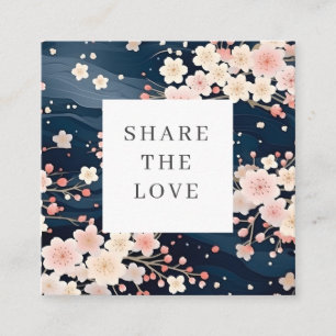 Sakura Blume Navy Waves Loyalty Card Quadratische Visitenkarte