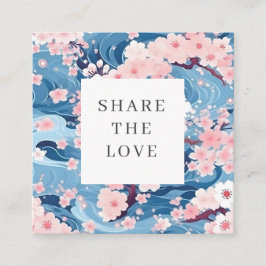 Sakura Blume Navy Waves Loyalty Card Quadratische Visitenkarte