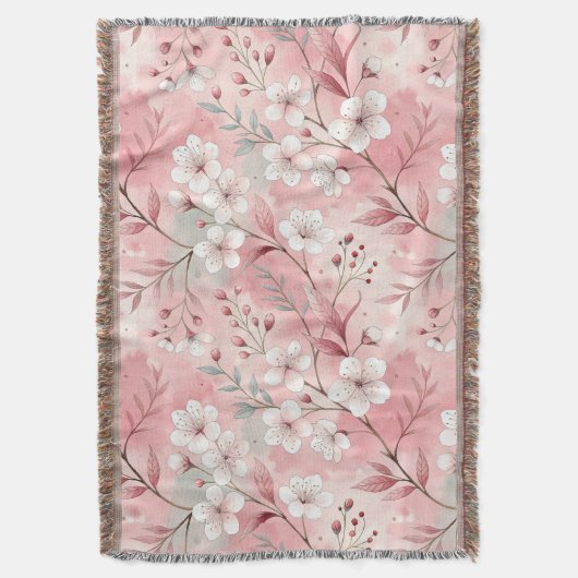 Sakura Blume Pattern Pink Decke (Vorderseite Vertikal)